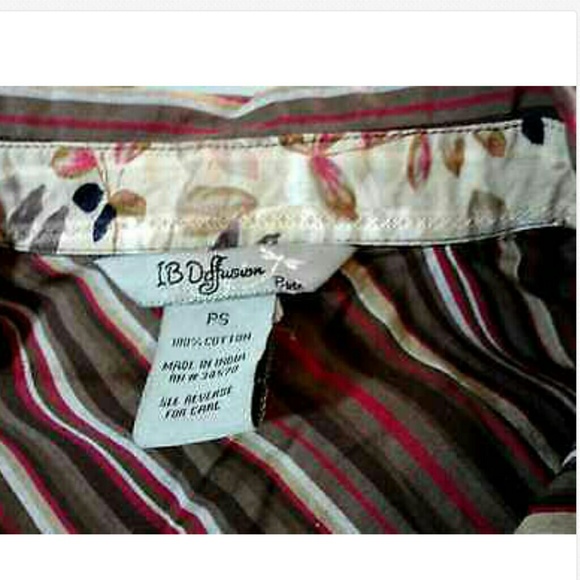 IB DIFFUSION Dress Shirt PS Brown Stripe western - Picture 4 of 4